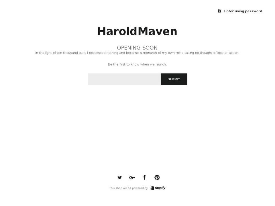 haroldmaven.com — Shopify storefront screenshot