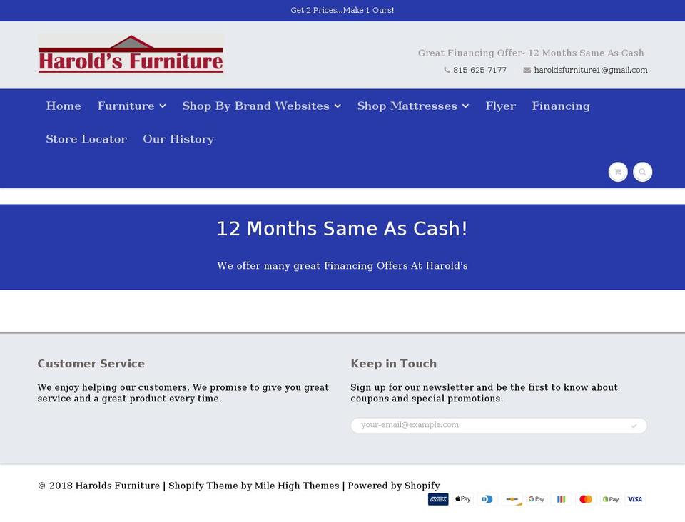 haroldsfurniture1.com — Shopify storefront screenshot