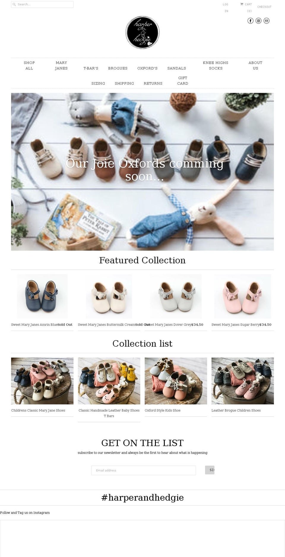 harperandhedgie.com shopify website screenshot
