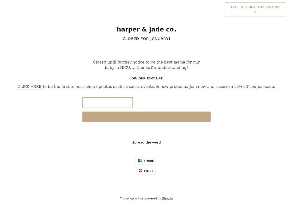harperandjade.com shopify website screenshot