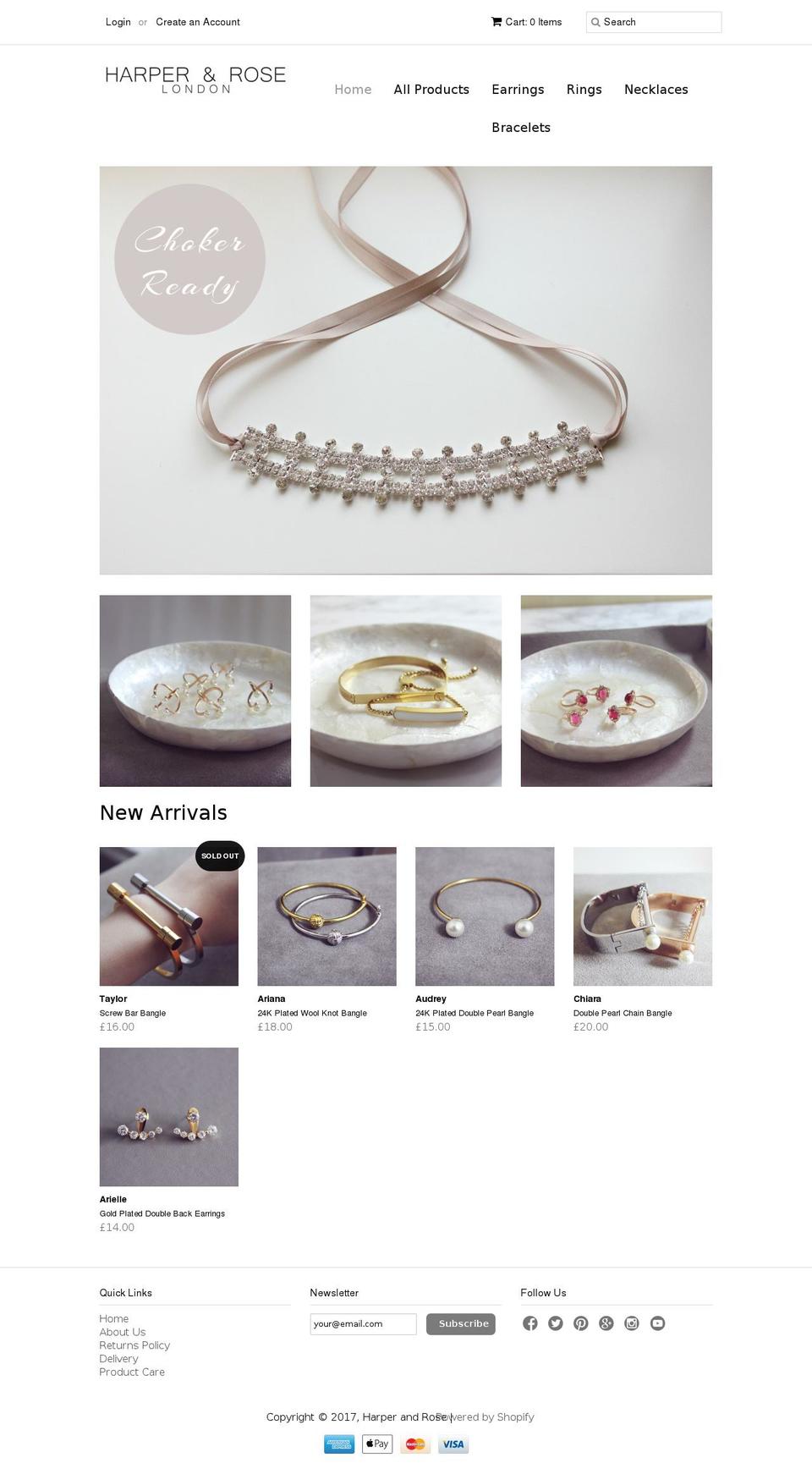 harperandrose.com shopify website screenshot