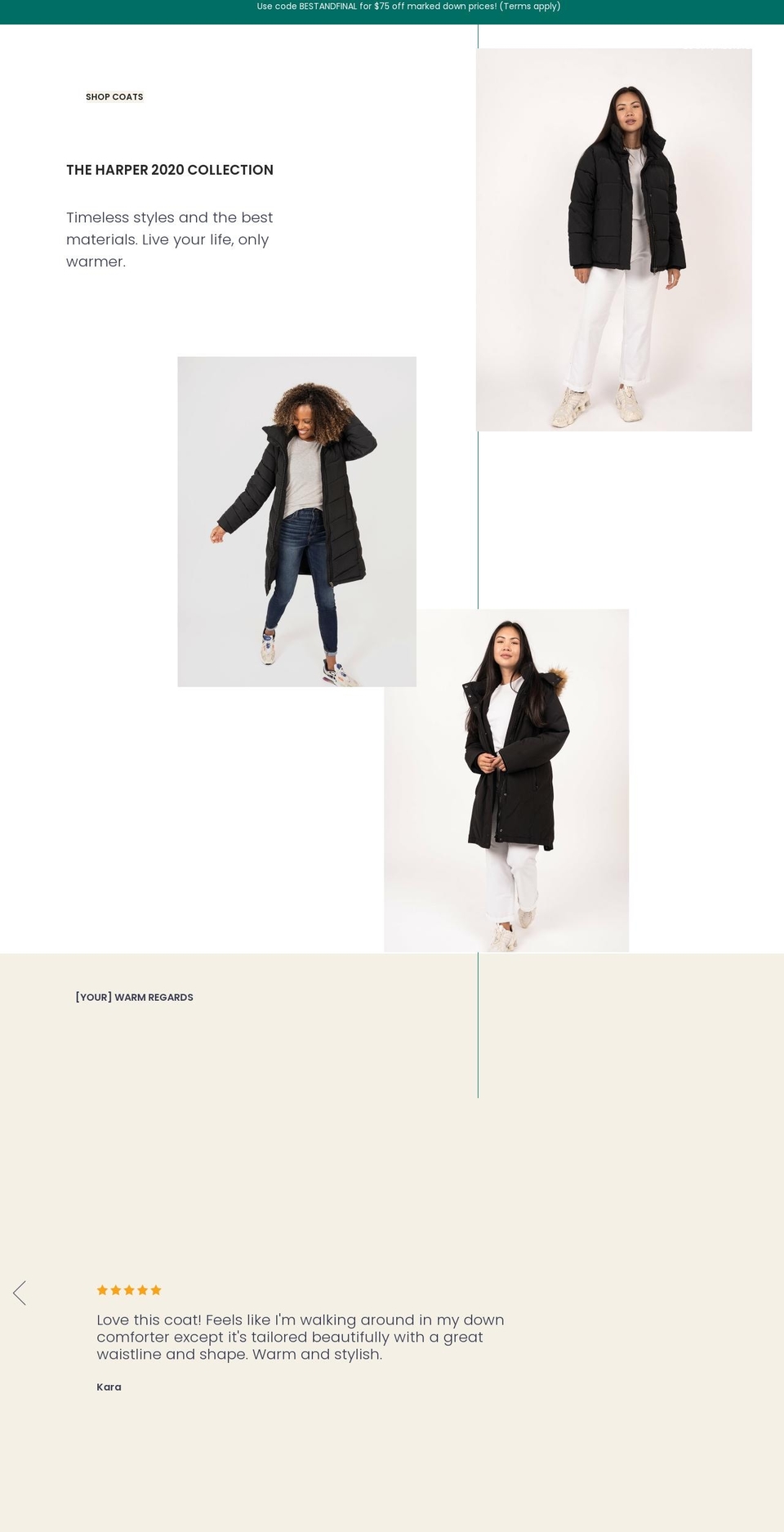 harpercoats.com shopify website screenshot