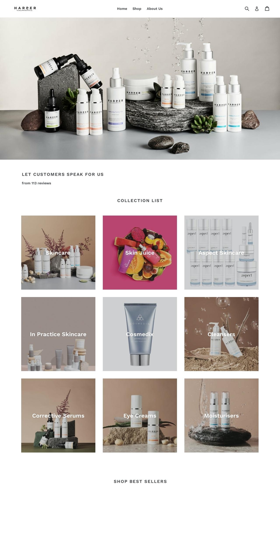 harpercosmetics.com.au shopify website screenshot