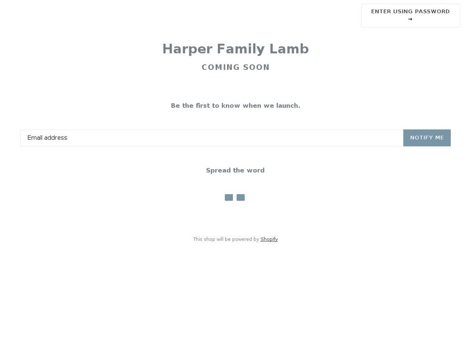 harperfamilylamb.com shopify website screenshot
