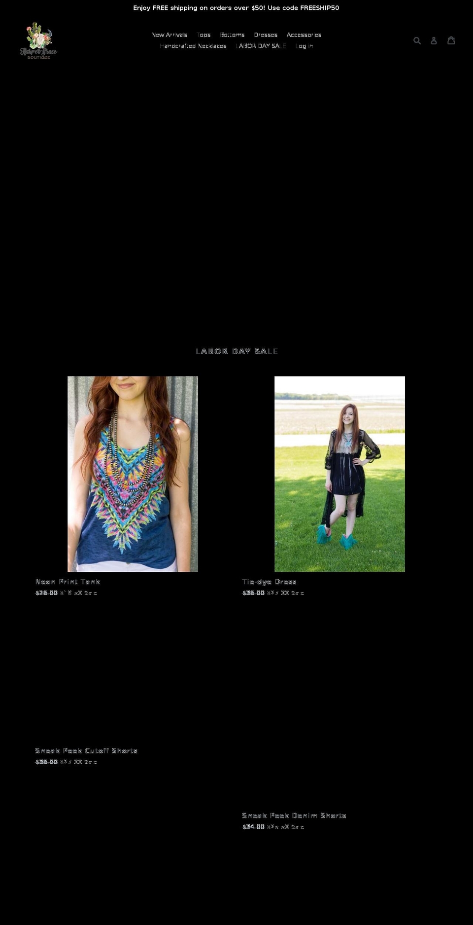 harpergraceboutique.com shopify website screenshot