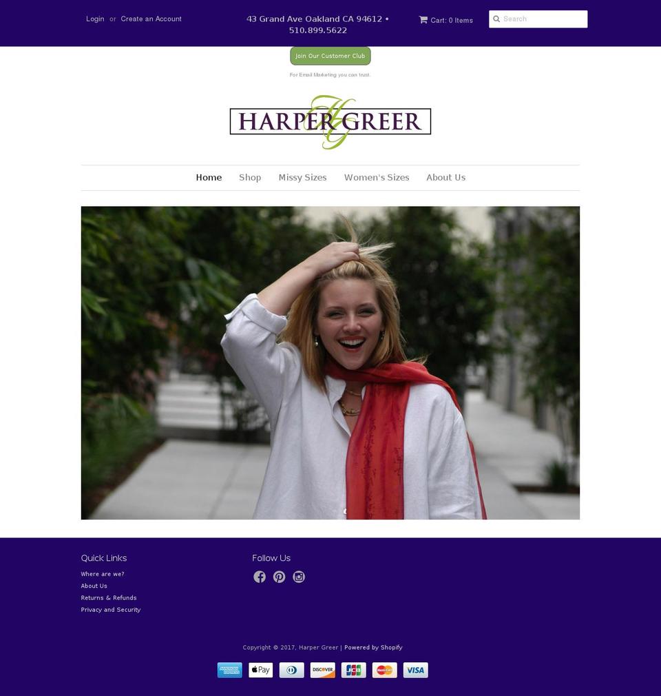 harpergreer.com shopify website screenshot