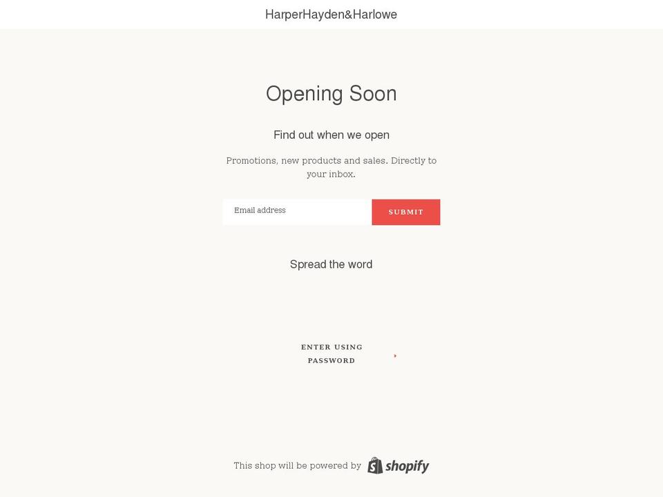 harperhaydenharlowe.com shopify website screenshot