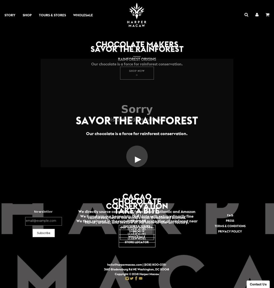 harpermacaw.com shopify website screenshot