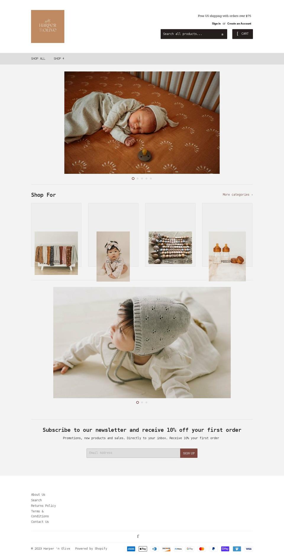 harpernolive.com shopify website screenshot