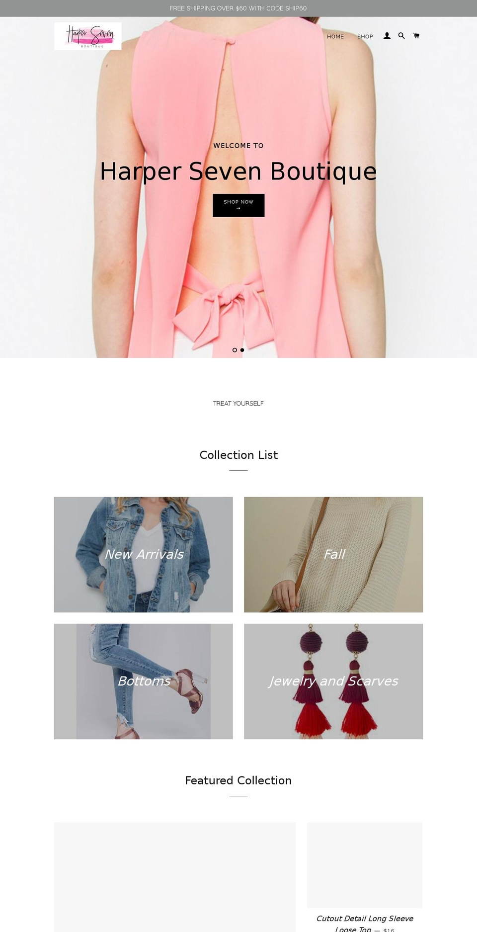 harpersevenboutique.com — Shopify storefront screenshot