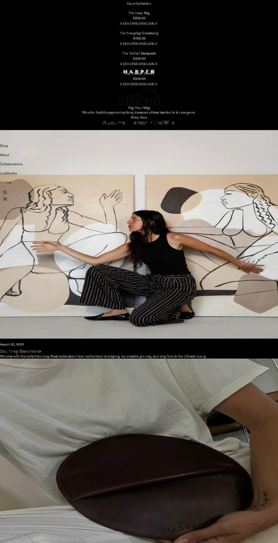 harperthelabel.com shopify website screenshot