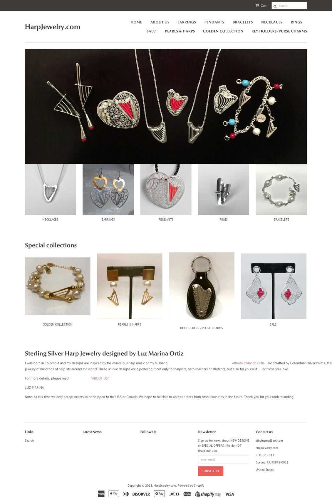 harpjewelry.com — Shopify storefront screenshot