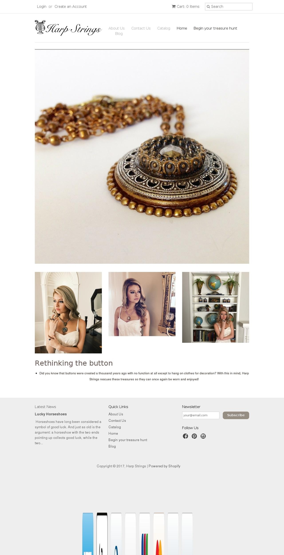 harpstringscreations.com shopify website screenshot