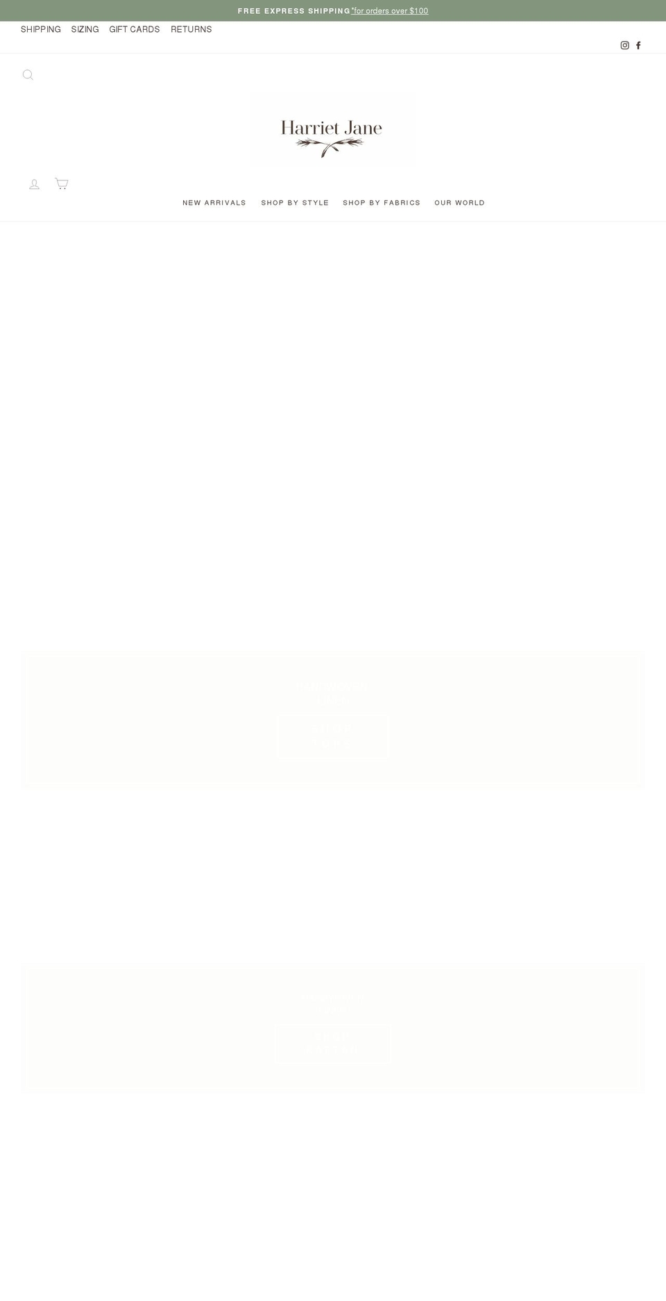 harrietjane.com.au shopify website screenshot