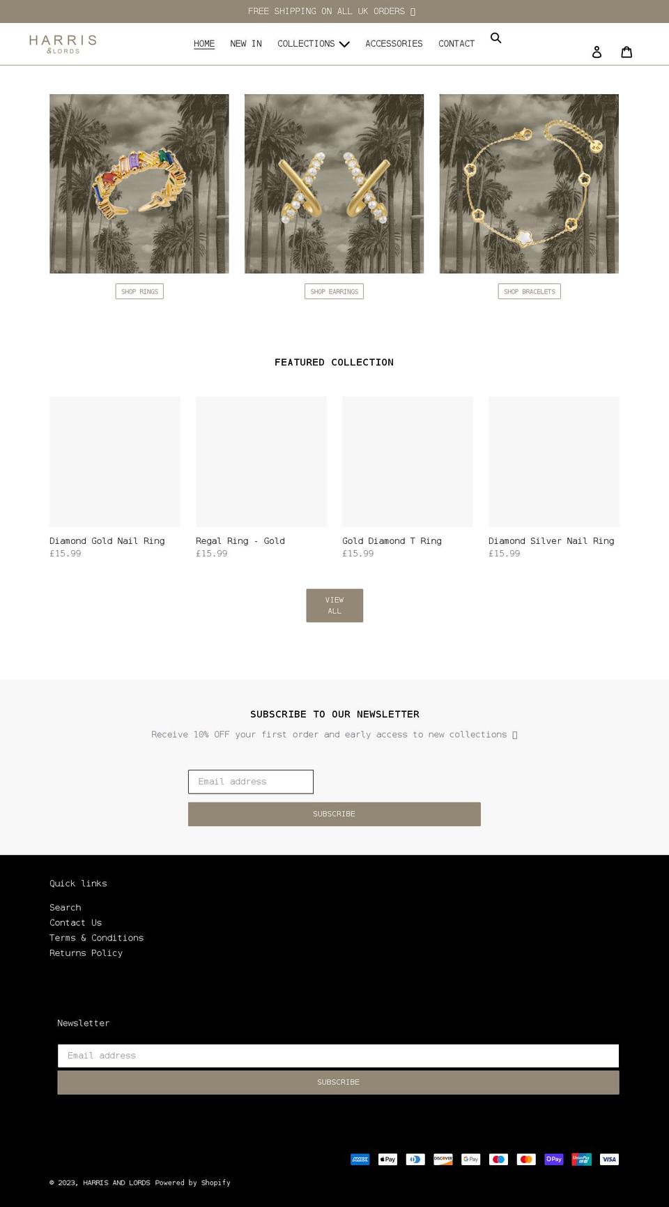 harrisandlords.com shopify website screenshot