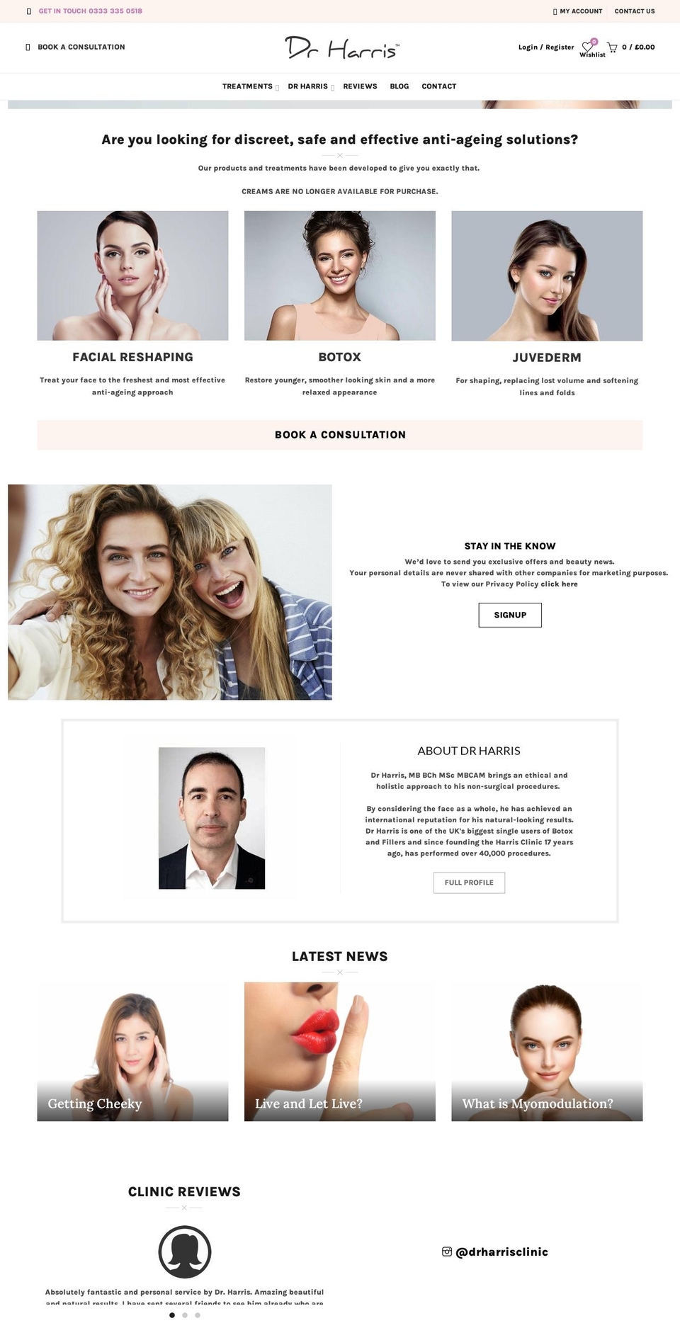 harrisclinic.co.uk shopify website screenshot
