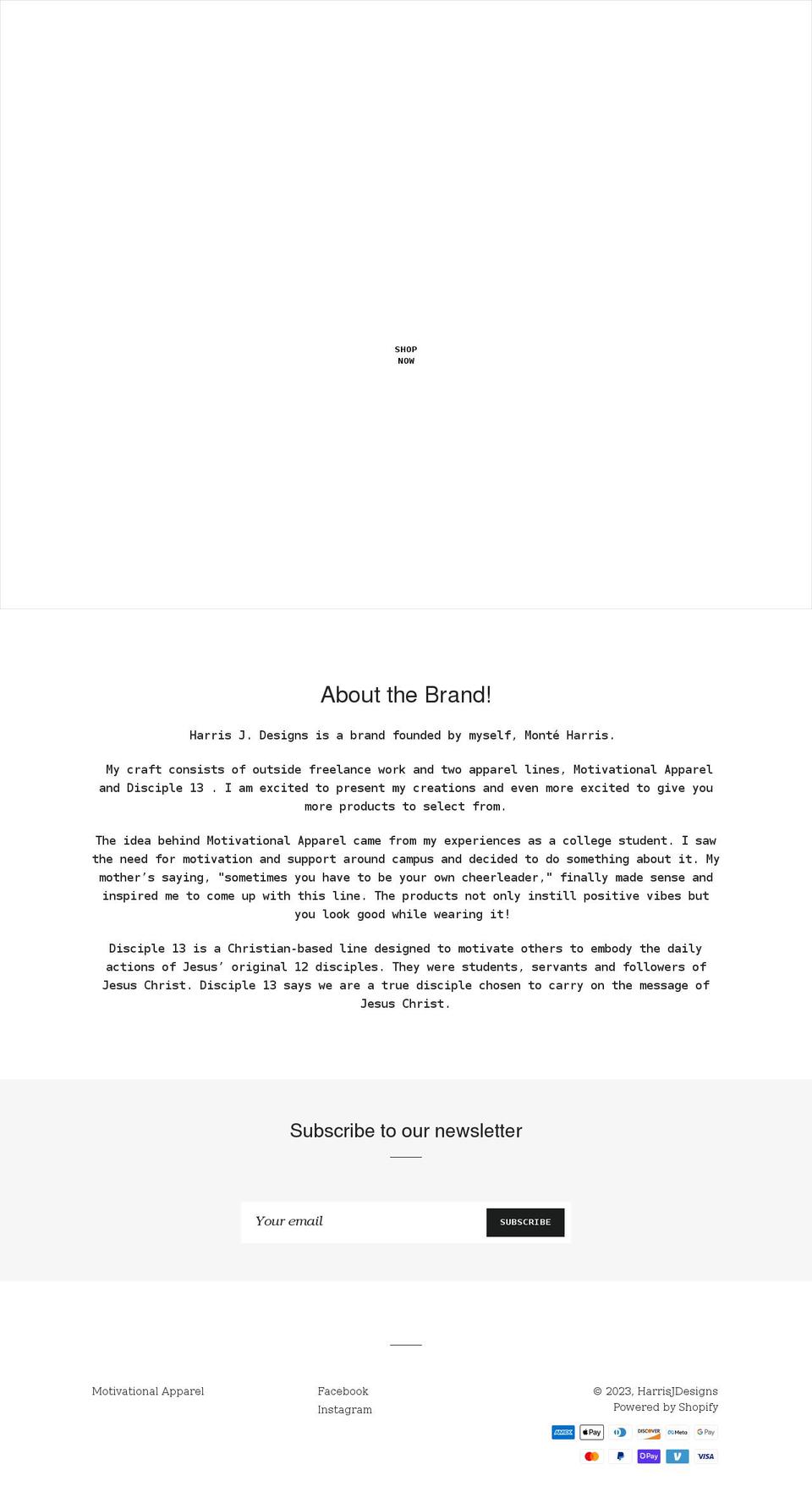 harrisjdesigns.com shopify website screenshot