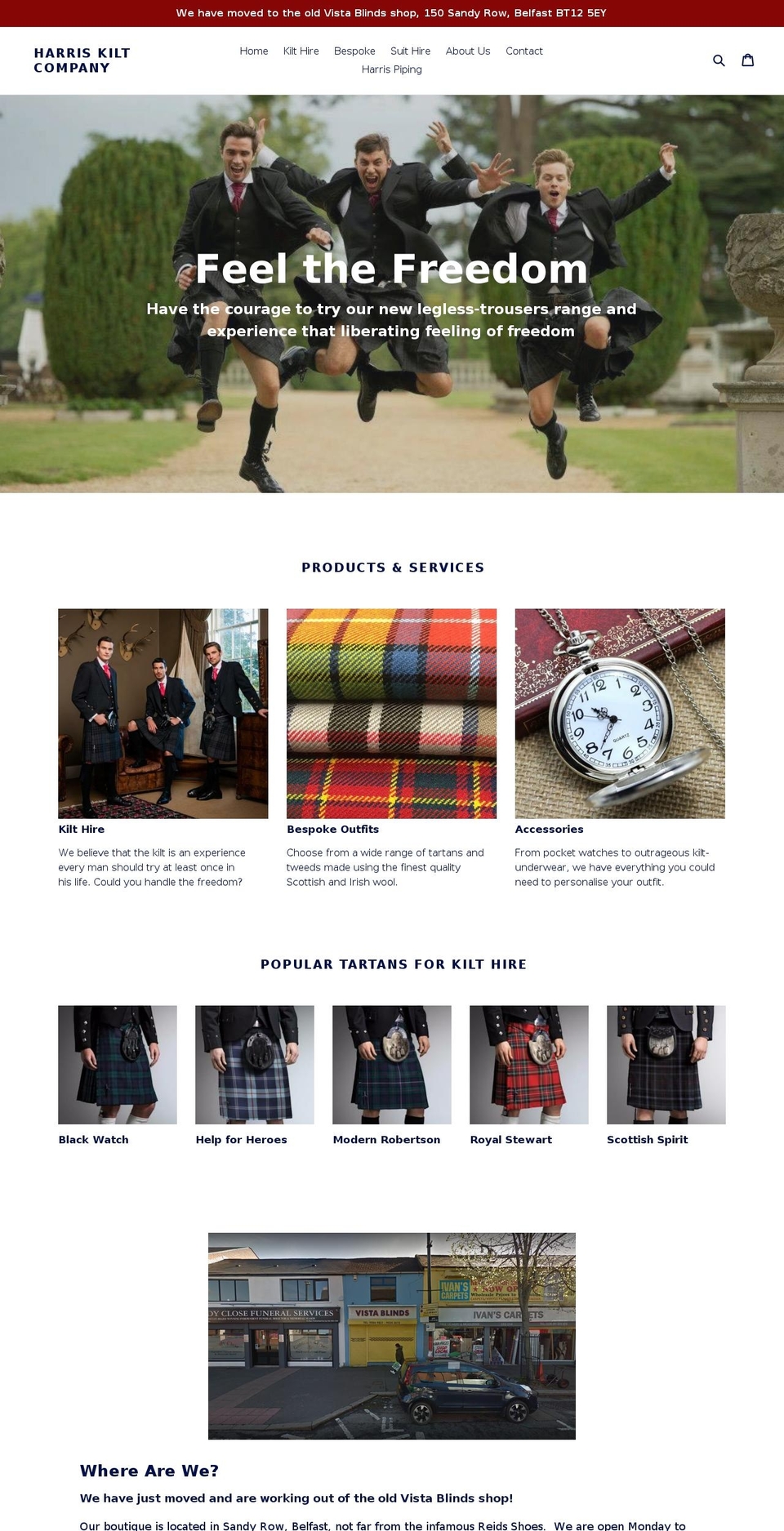 harriskiltcompany.com — Shopify storefront screenshot