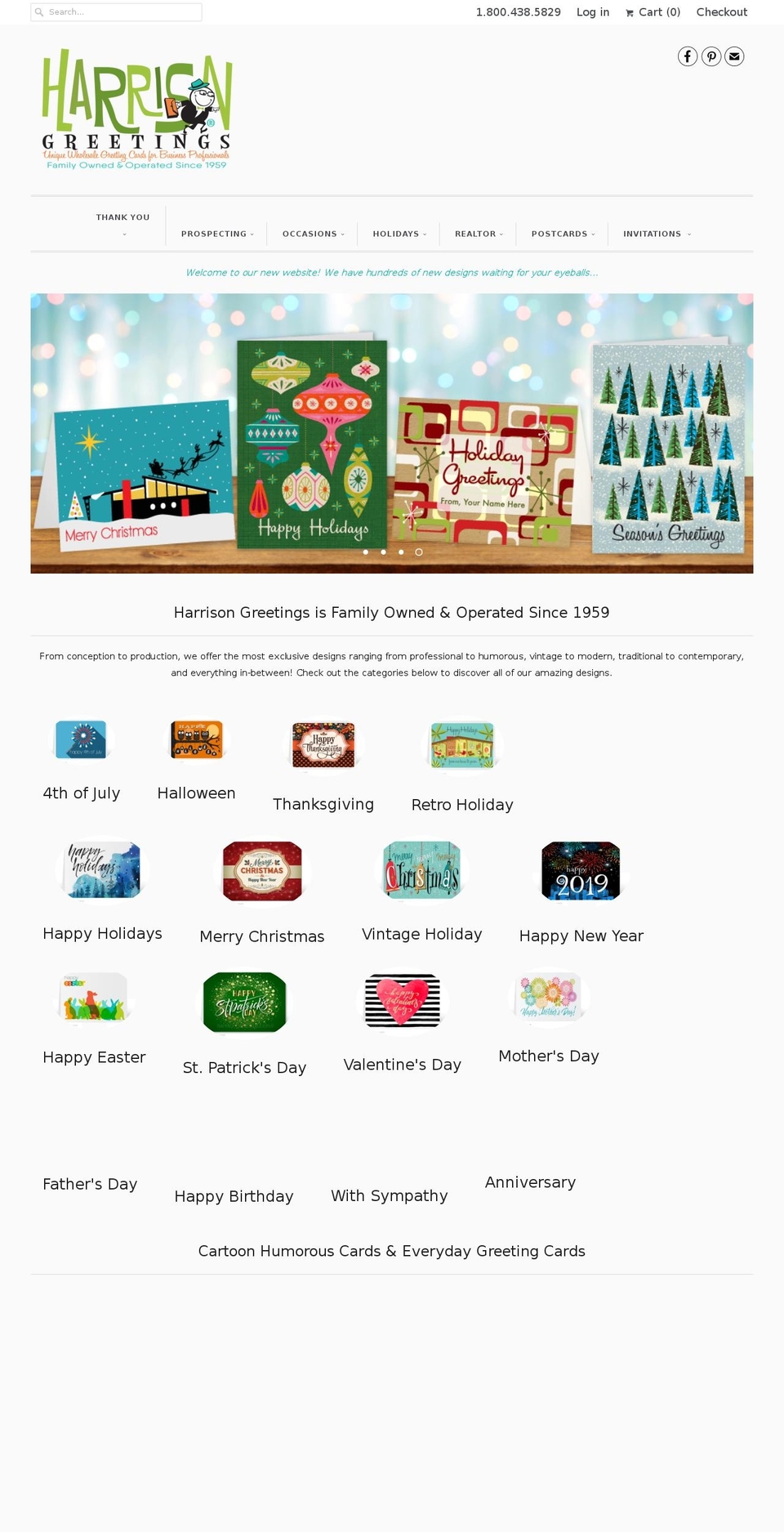 harrisongreetings.com — Shopify storefront screenshot