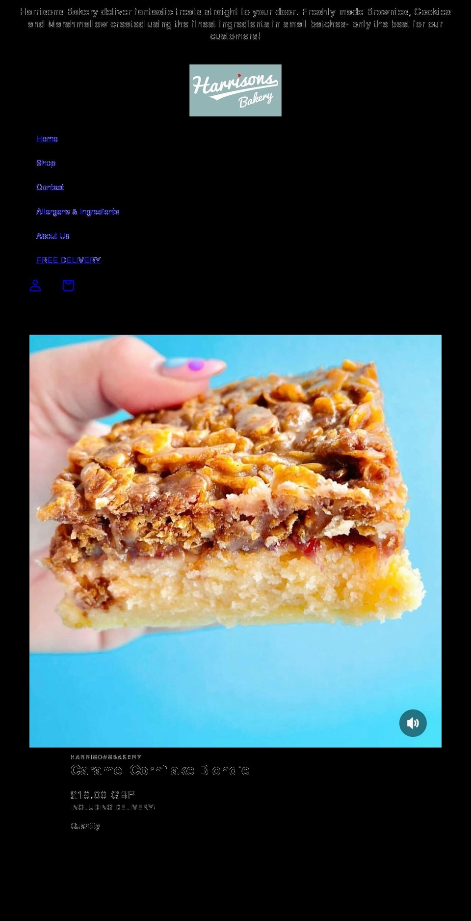 harrisonsbakery.com shopify website screenshot