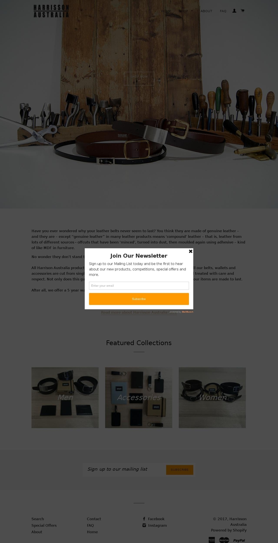 harrissonaustralia.com shopify website screenshot