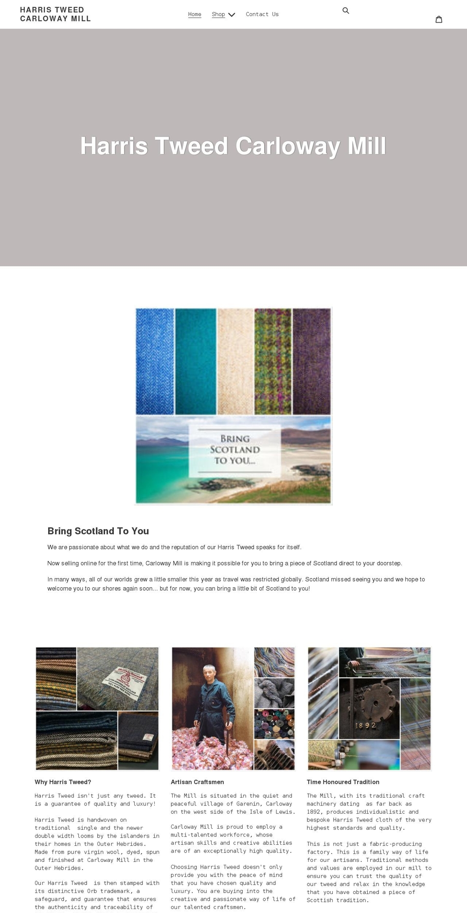 harristweedcarloway.com shopify website screenshot