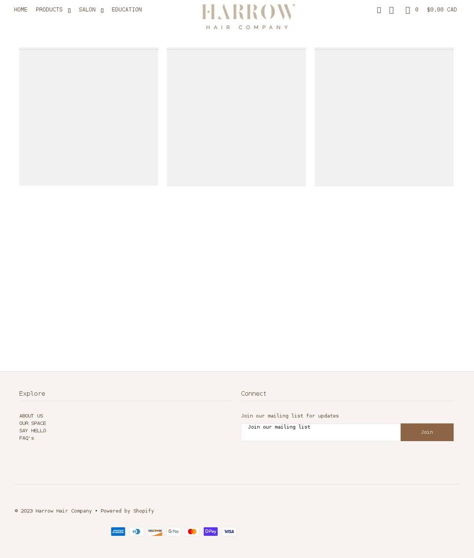 harrowhaircompany.com shopify website screenshot