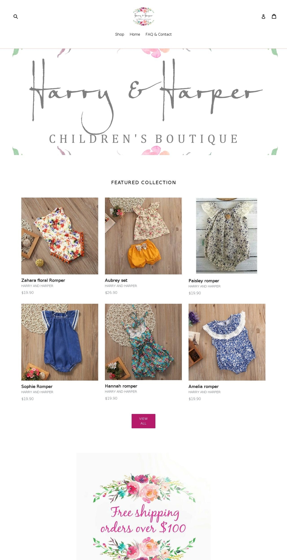 harryandharper.com shopify website screenshot