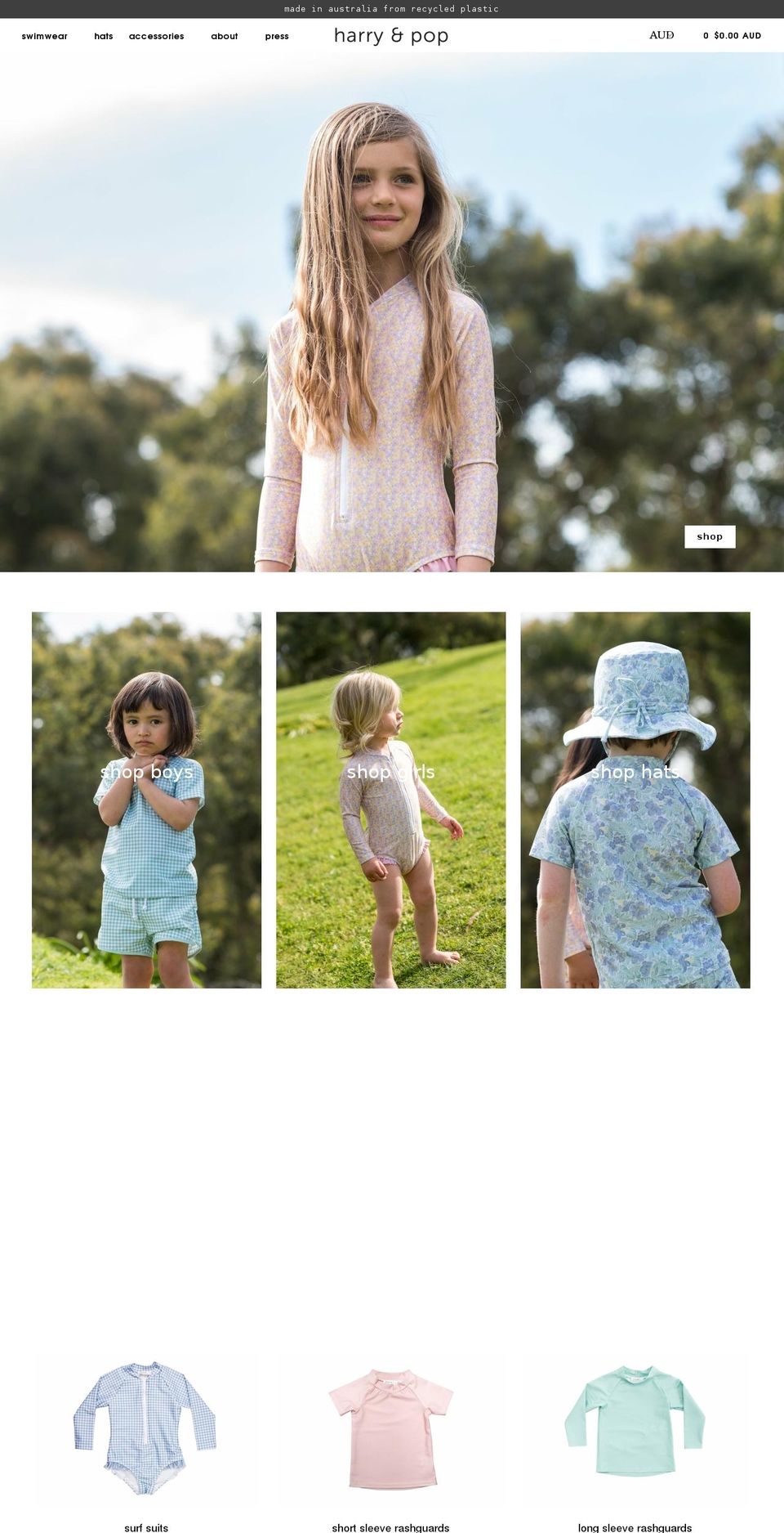 harryandpop.com.au shopify website screenshot