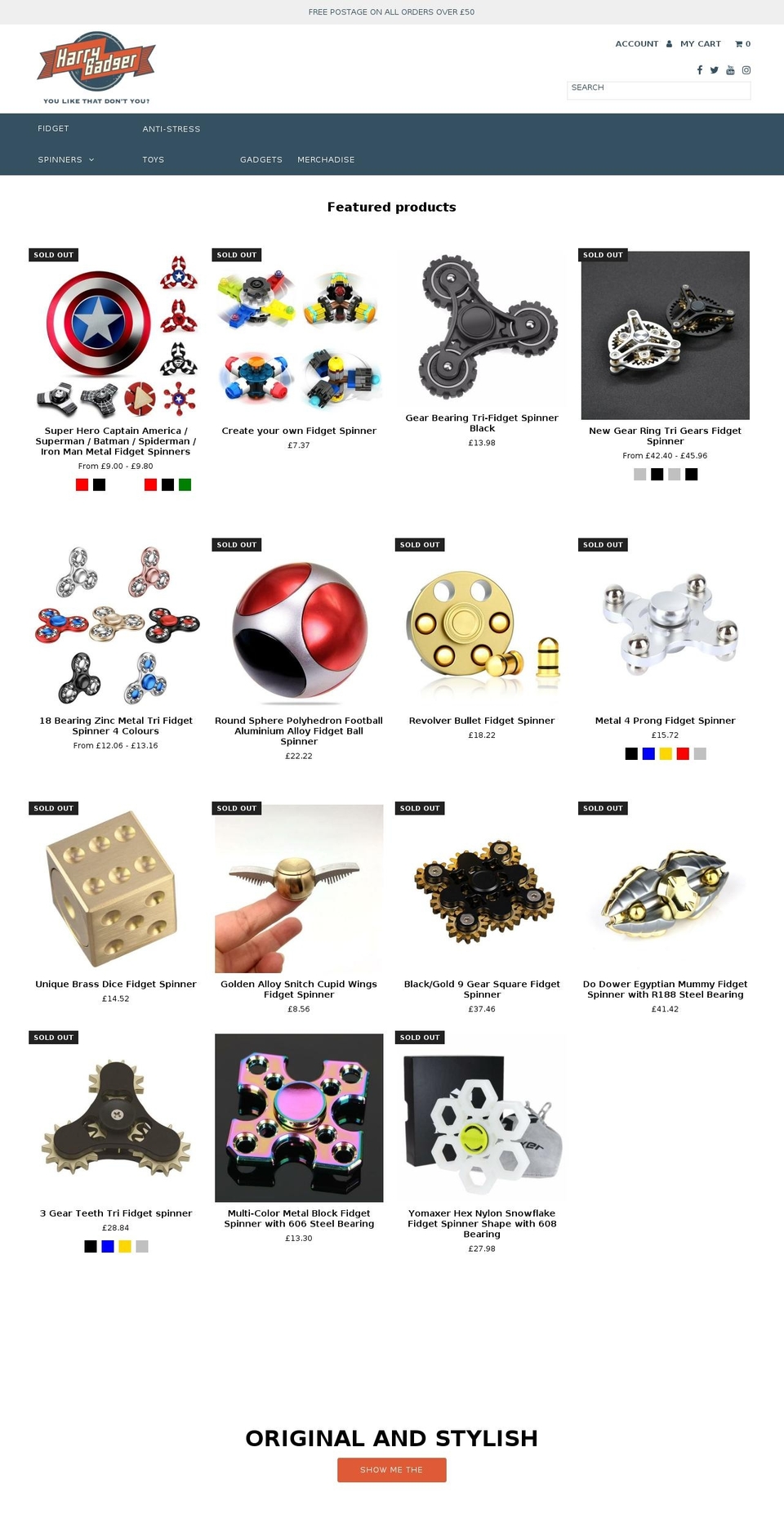 harrybadger.com shopify website screenshot
