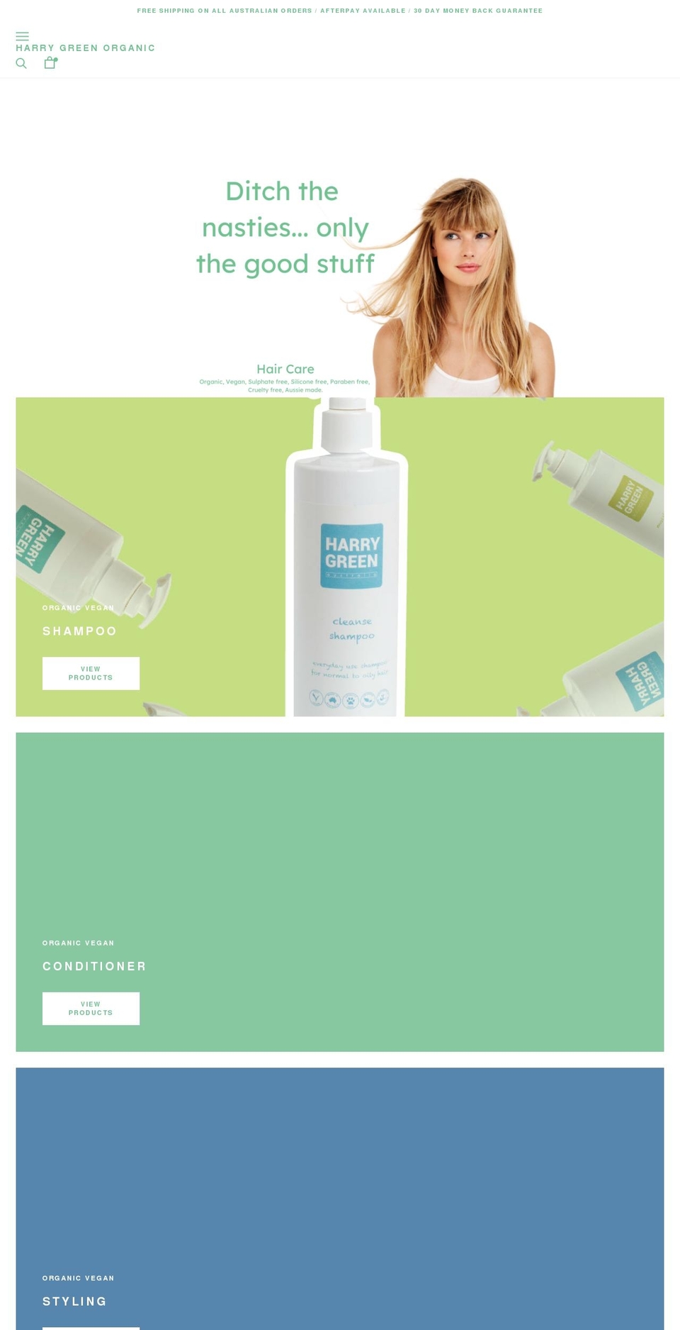 harrygreen.com.au shopify website screenshot