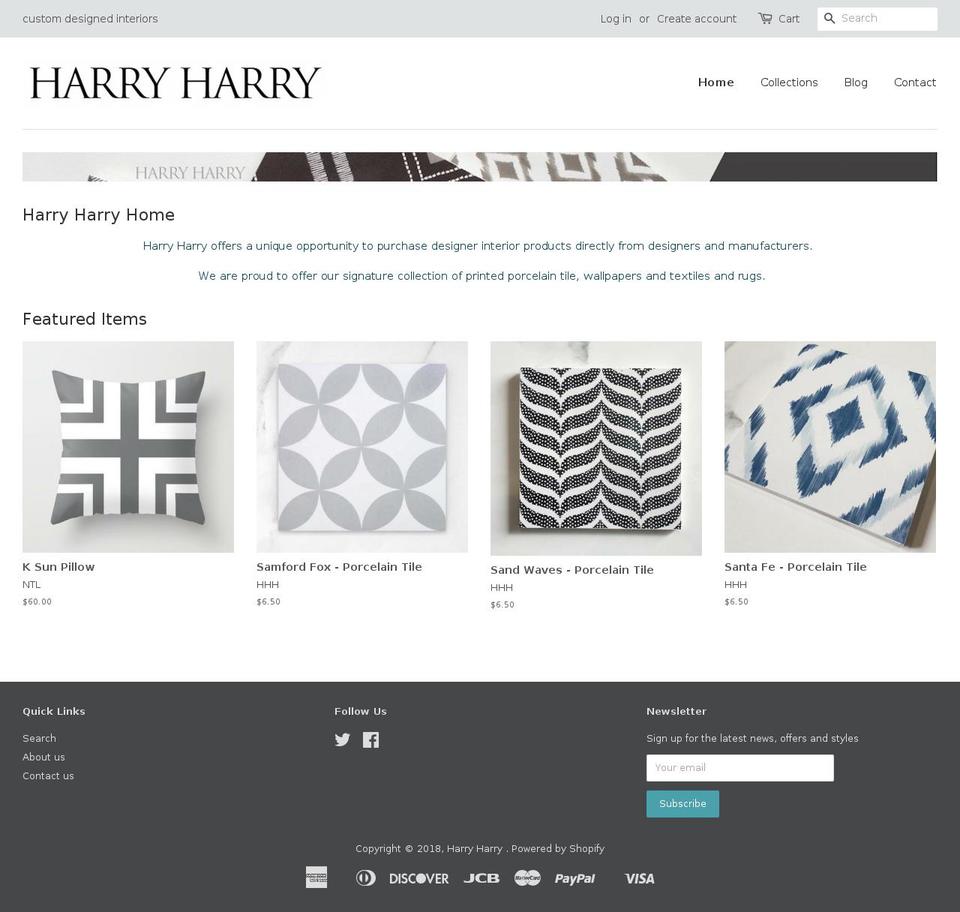 harryharryinteriors.com — Shopify storefront screenshot
