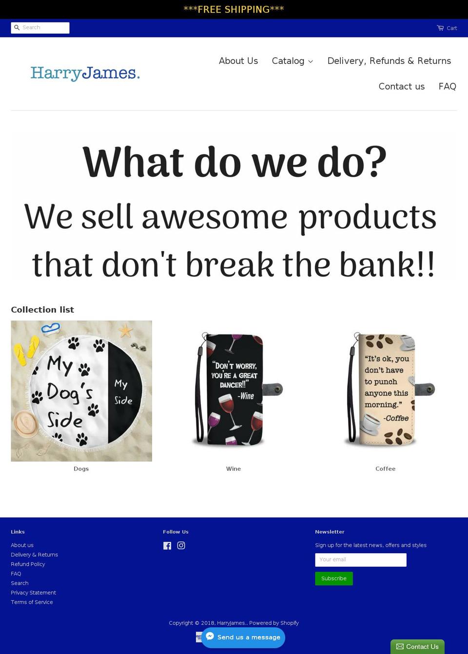 harryjamesstore.com shopify website screenshot