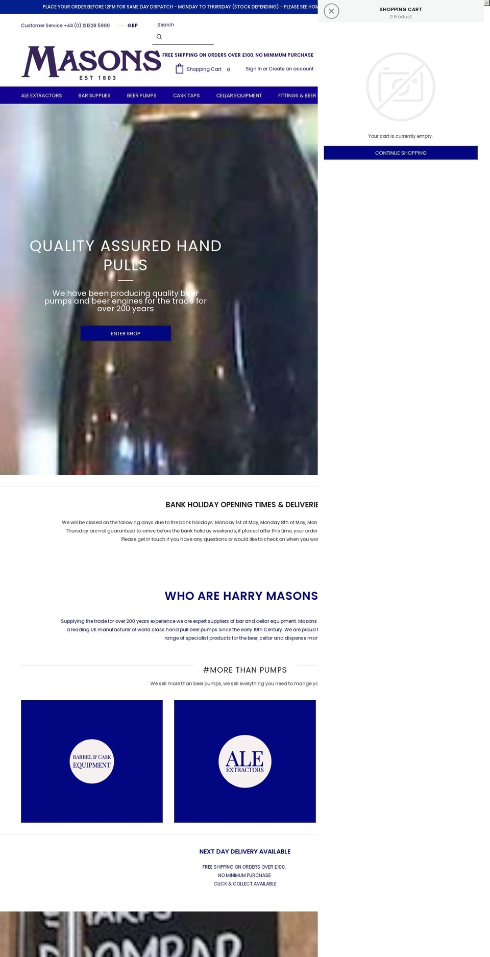 harrymasons.com shopify website screenshot