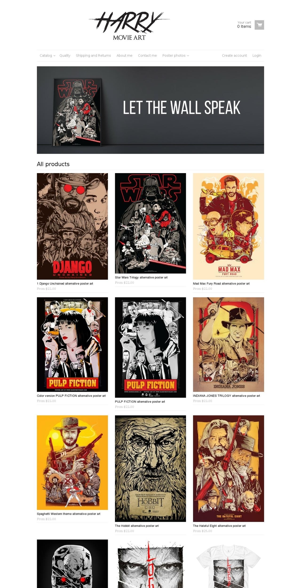 harrymovieart.com shopify website screenshot