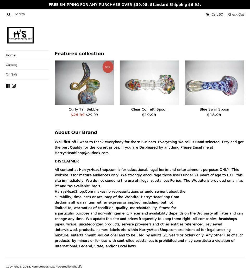 harrysheadshop.com — Shopify storefront screenshot