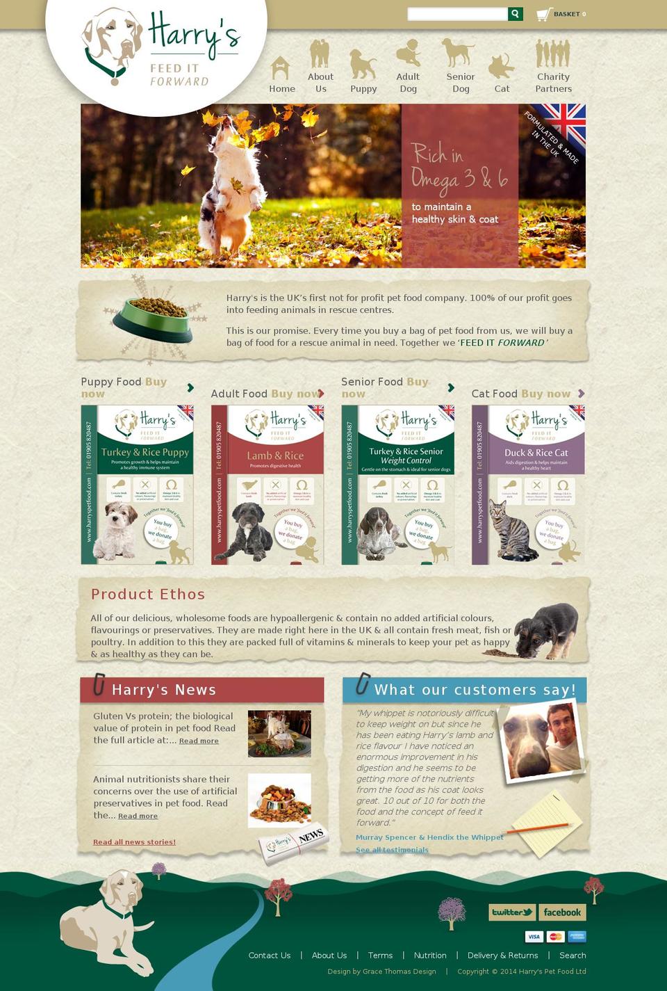 harryspetfood.com shopify website screenshot