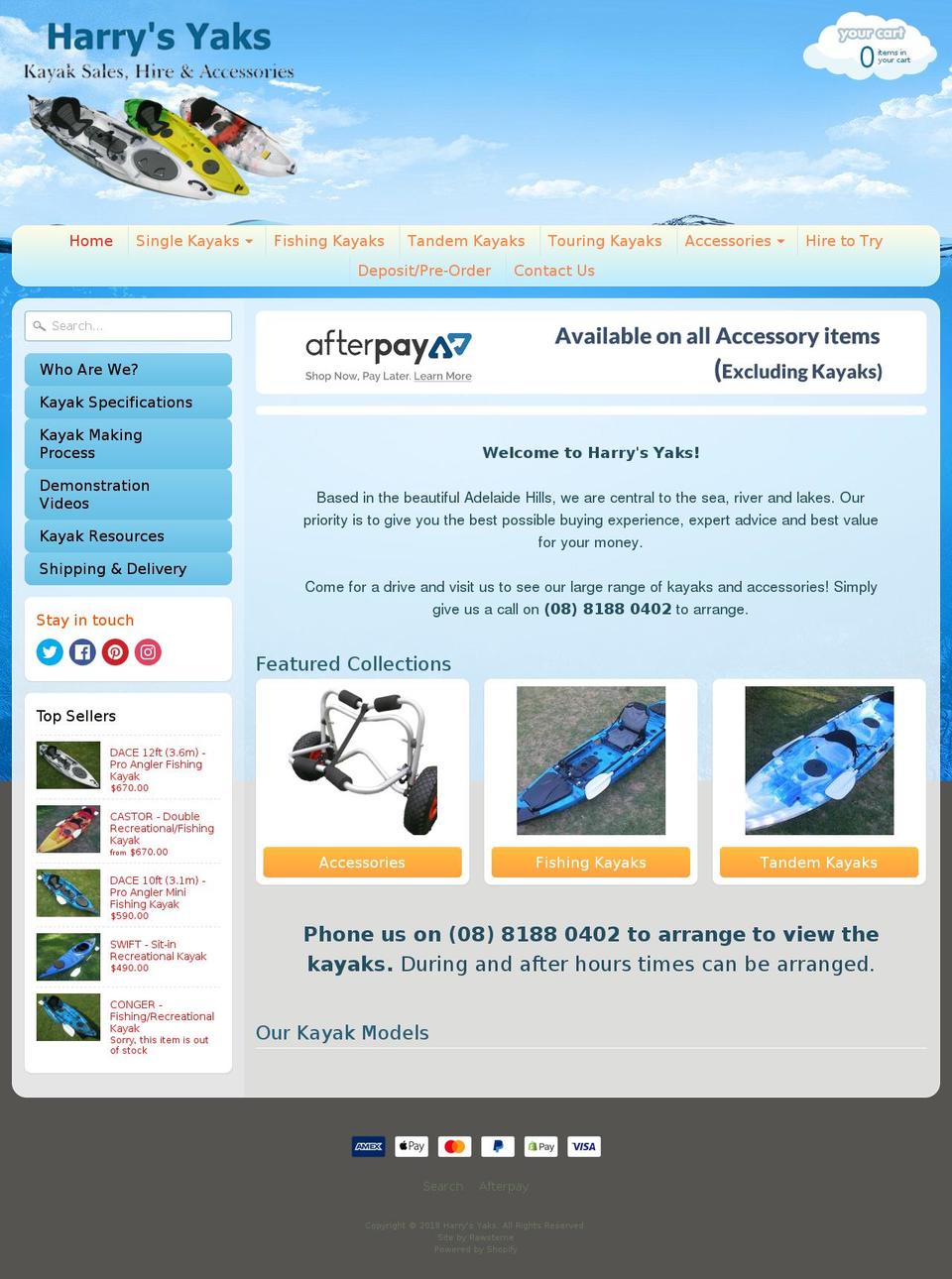 harrysyaks.com shopify website screenshot