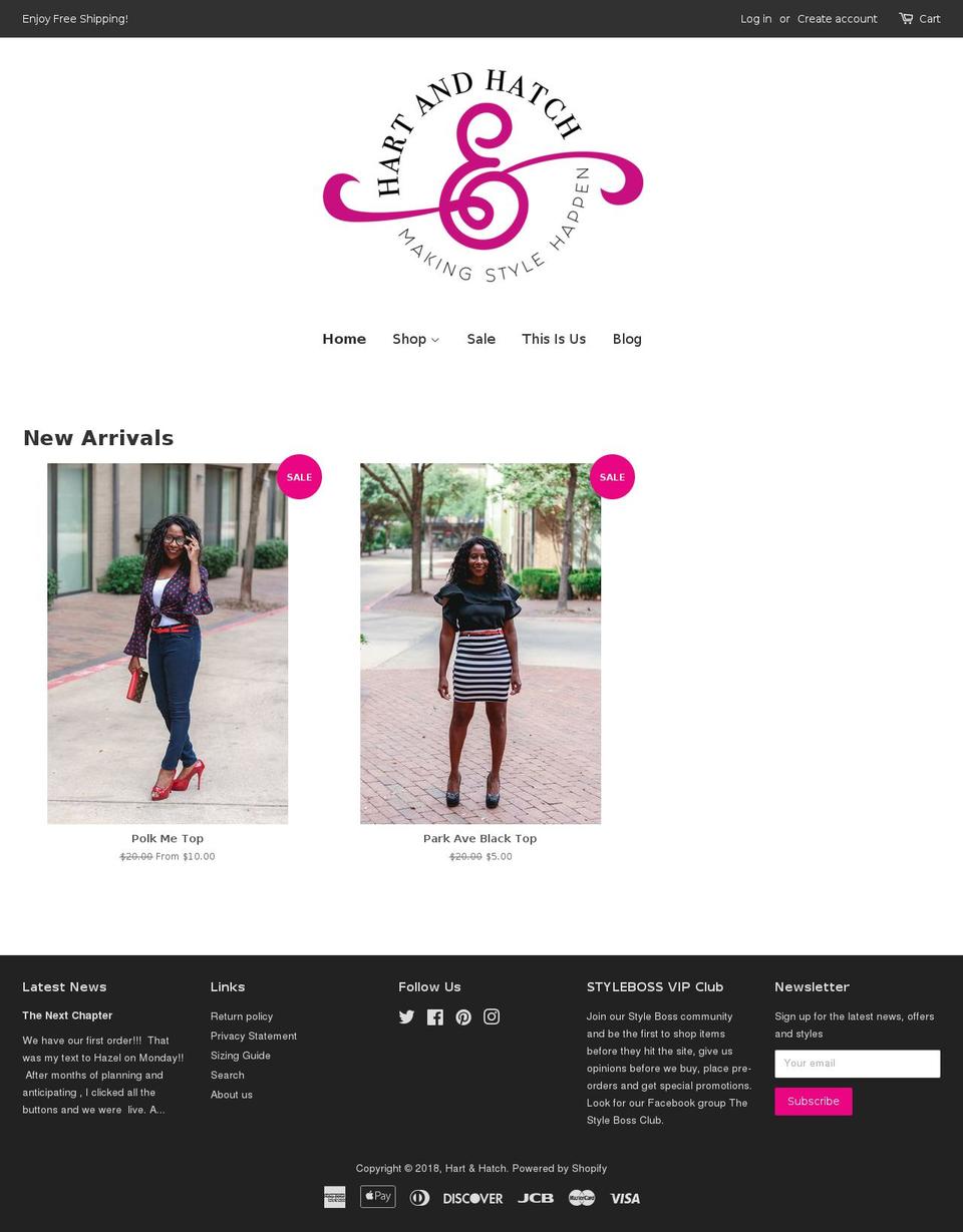hartandhatch.com shopify website screenshot