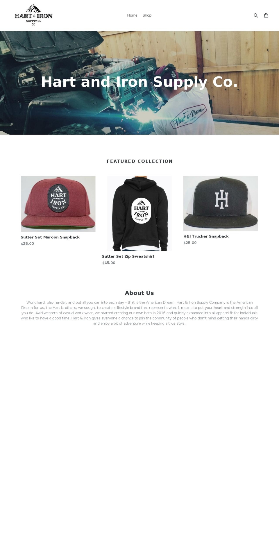 hartandiron.com — Shopify storefront screenshot