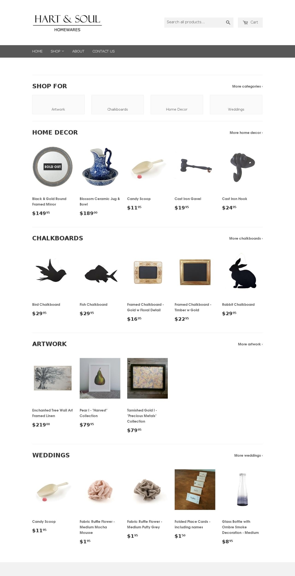 hartandsoulhomewares.com — Shopify storefront screenshot
