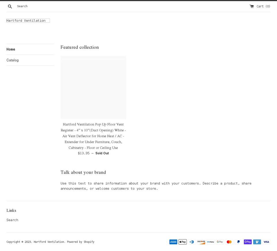 hartfordventilation.com shopify website screenshot