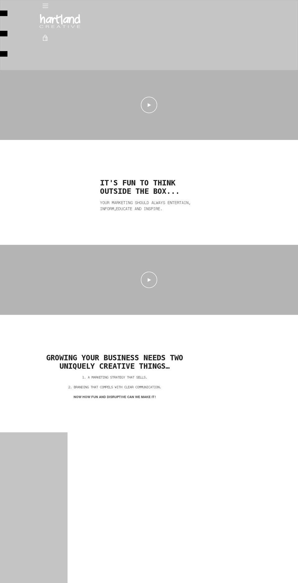 hartlandcreative.net shopify website screenshot