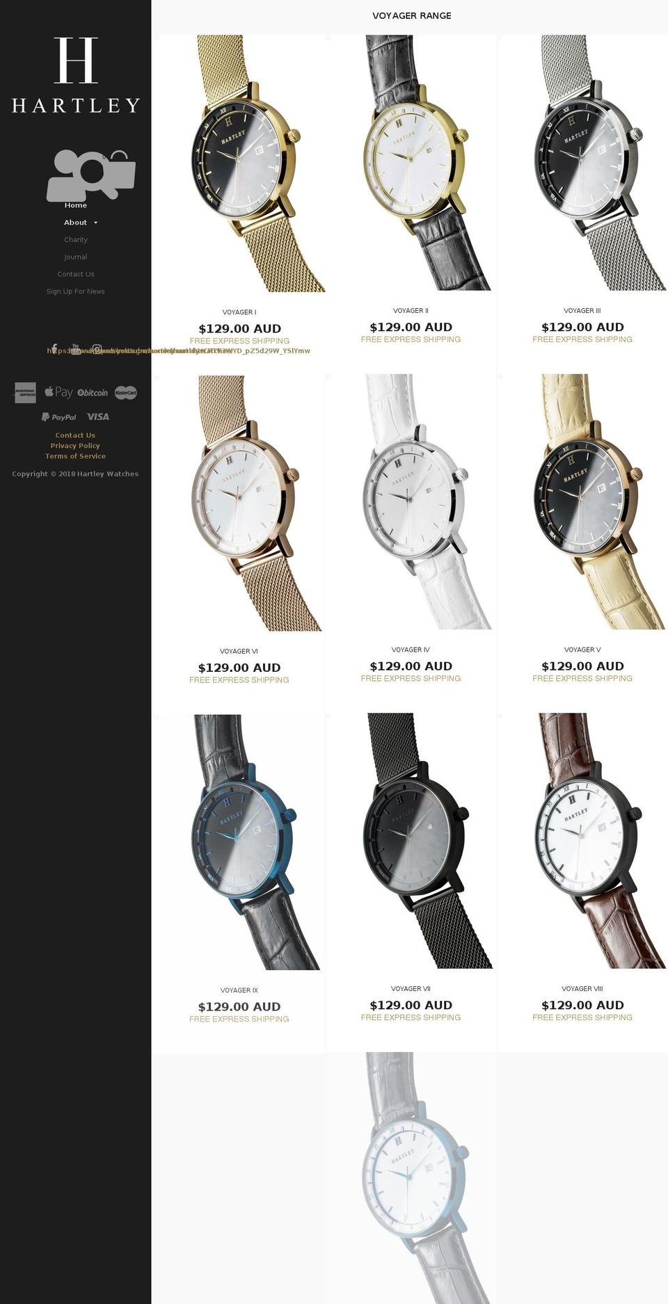 hartley.com.au shopify website screenshot