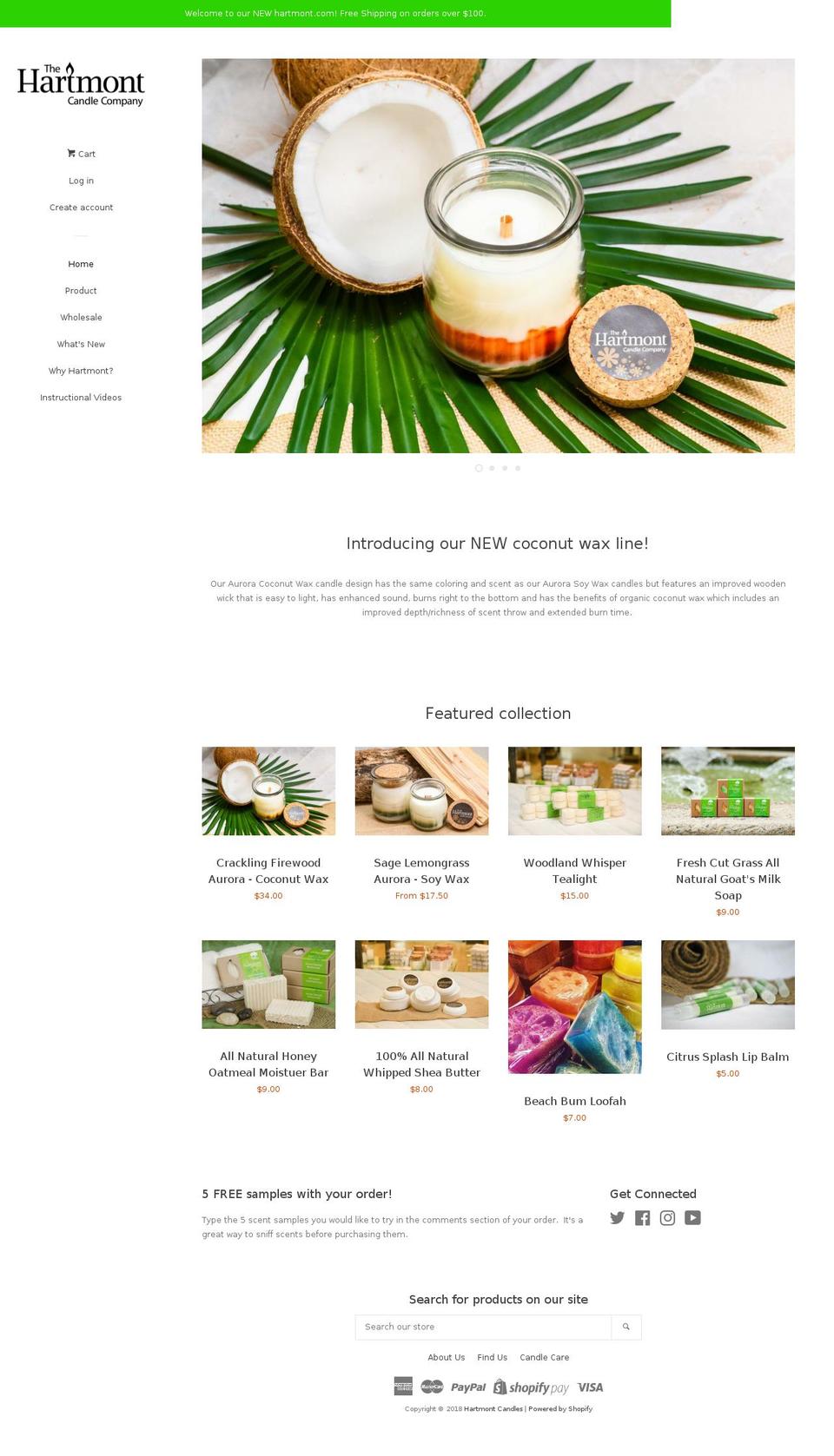 hartmontcandles.com — Shopify storefront screenshot