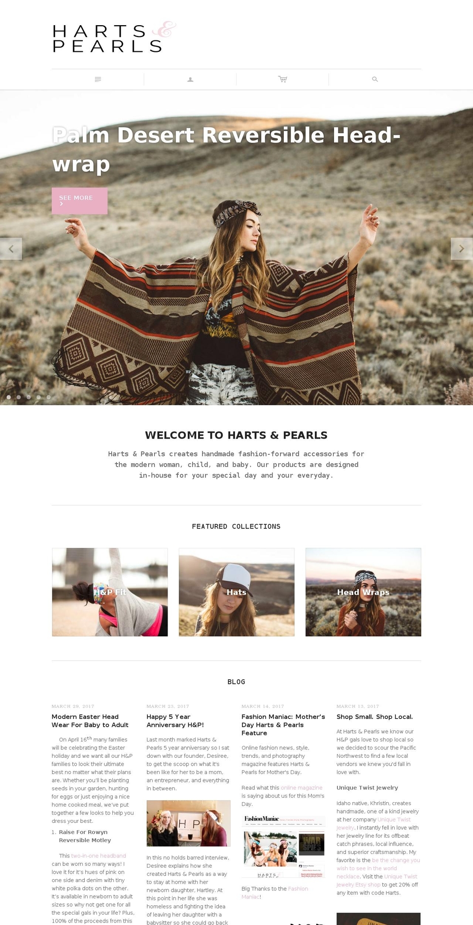hartsandpearls.com shopify website screenshot