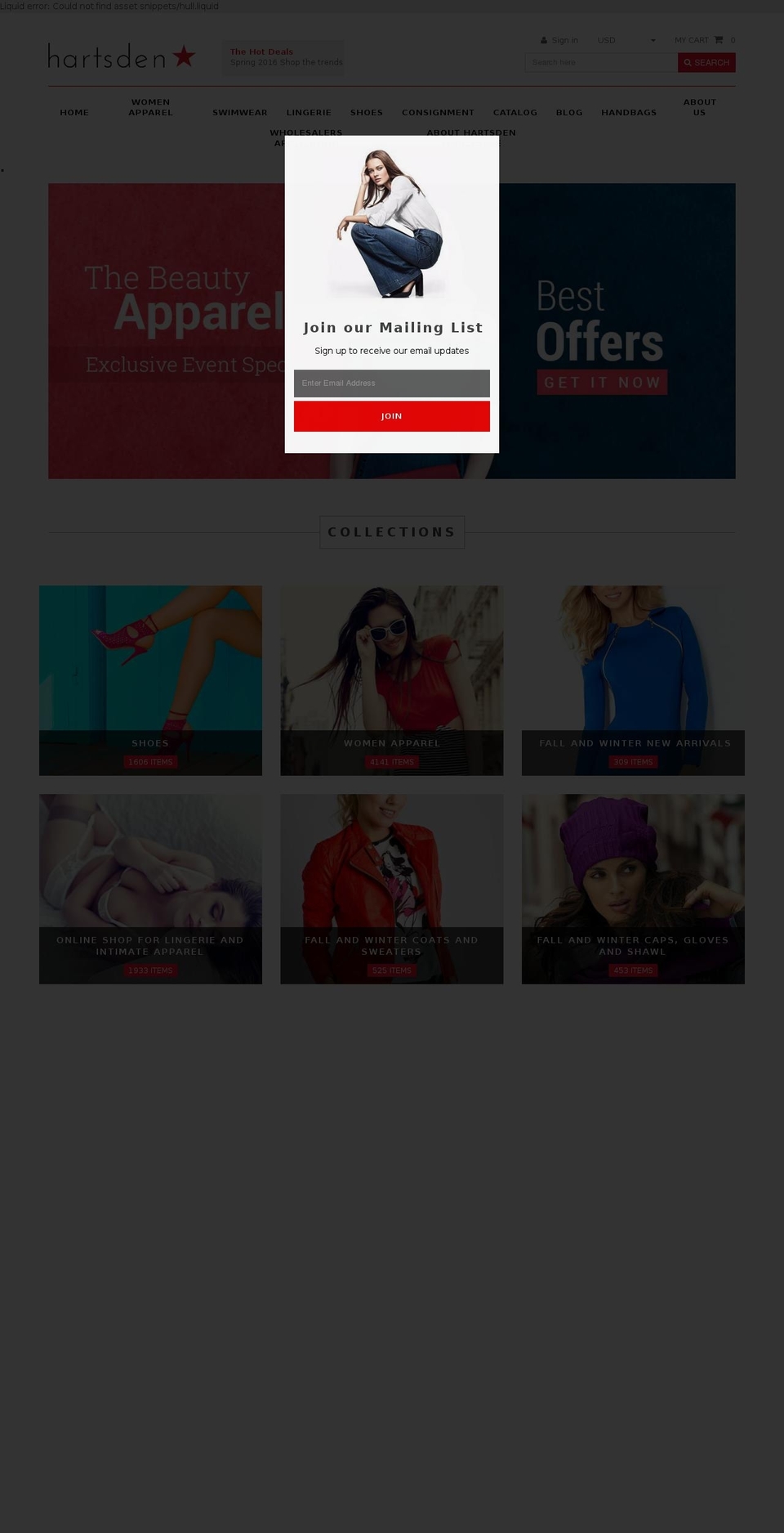 hartsden.myshopify.com shopify website screenshot