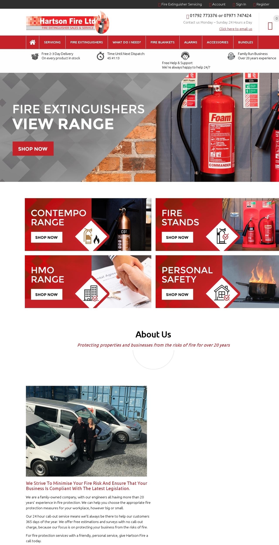 hartsonfire.co.uk shopify website screenshot