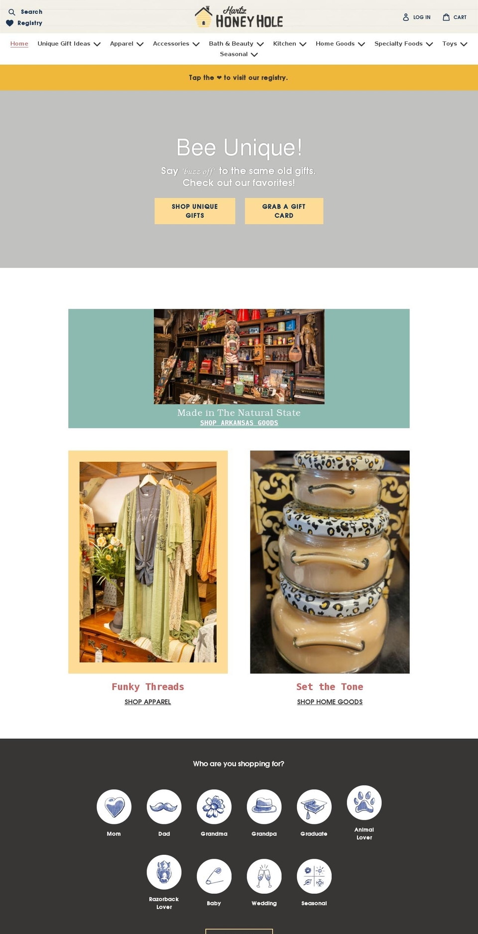 hartzhoneyhole.com shopify website screenshot