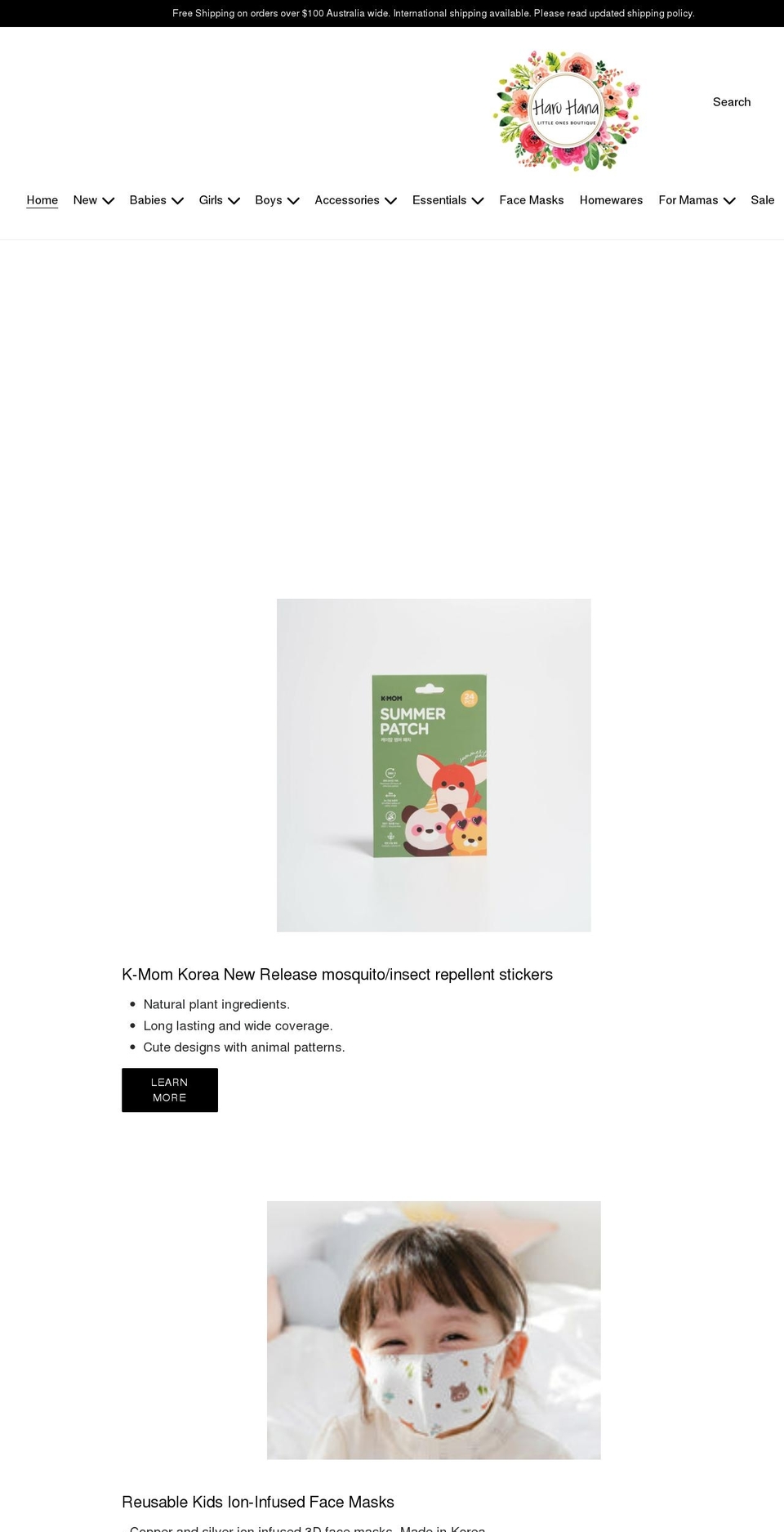 haruhana.com.au shopify website screenshot